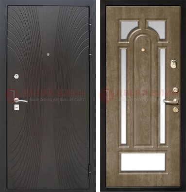 Белая металлическая дверь с МДФ Венге и зеркалом ДЗ-82 Кириши