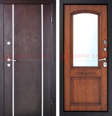 Входная дверь с МДФ и МДФ внутри с зеркалом ДЗ-88 Кириши