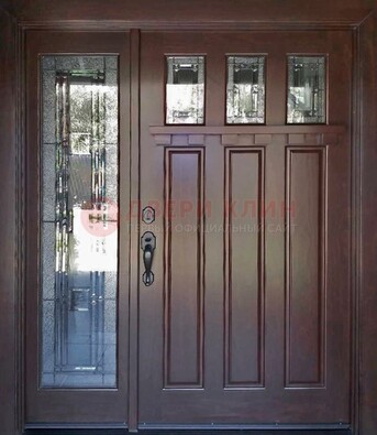 Широкая стальная дверь с МДФ и витражом ВЖ-25 Кириши